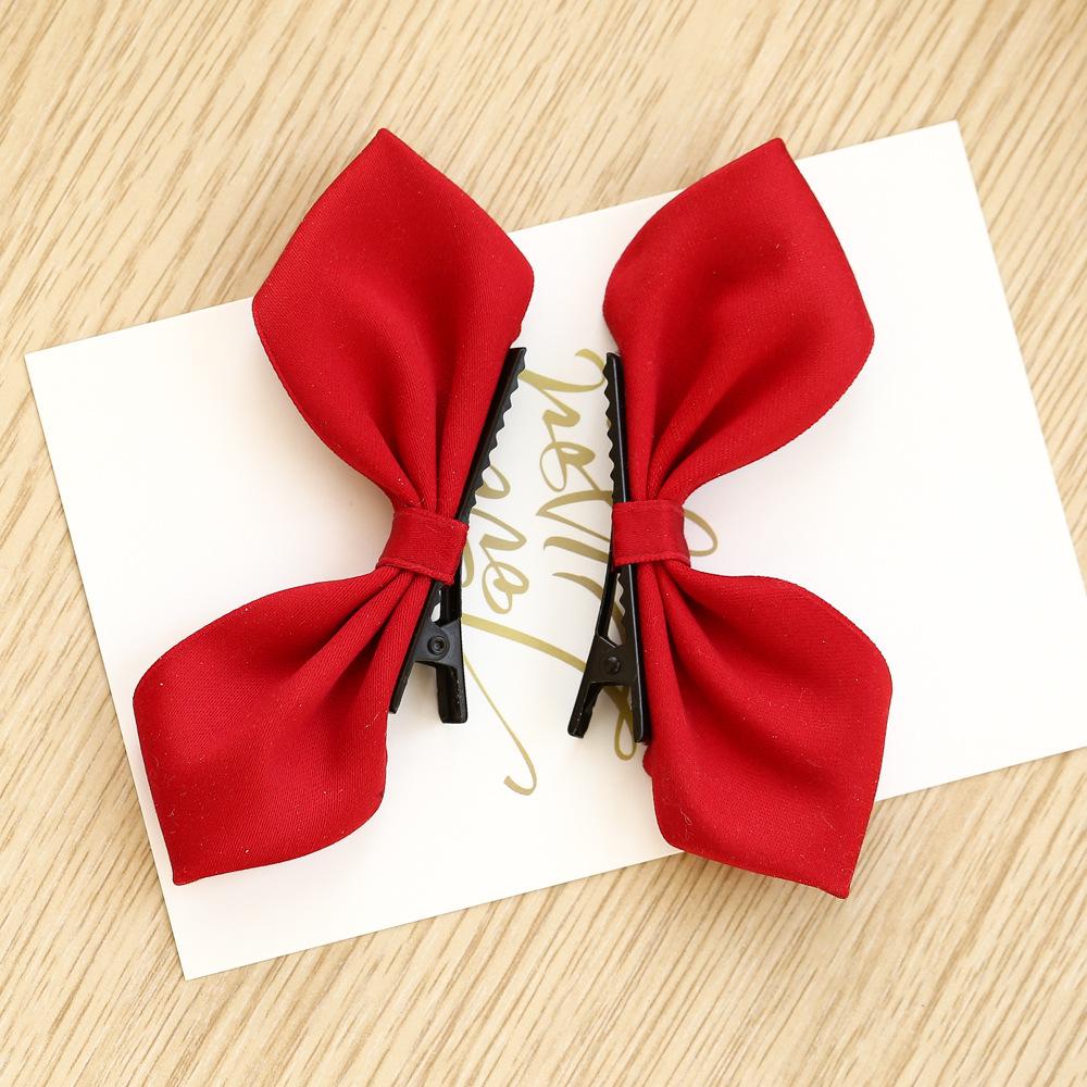 Korean Style 3D Bunny Ear Hair Clip for Baby Girls - Red Princess Bow Accessory
