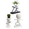 Unique Exercise Pose Flowerpot Creative Fitness Figure Flower Pot, Resin Succulents Pot with Treadmill Yoga And Decorative Plant Container for