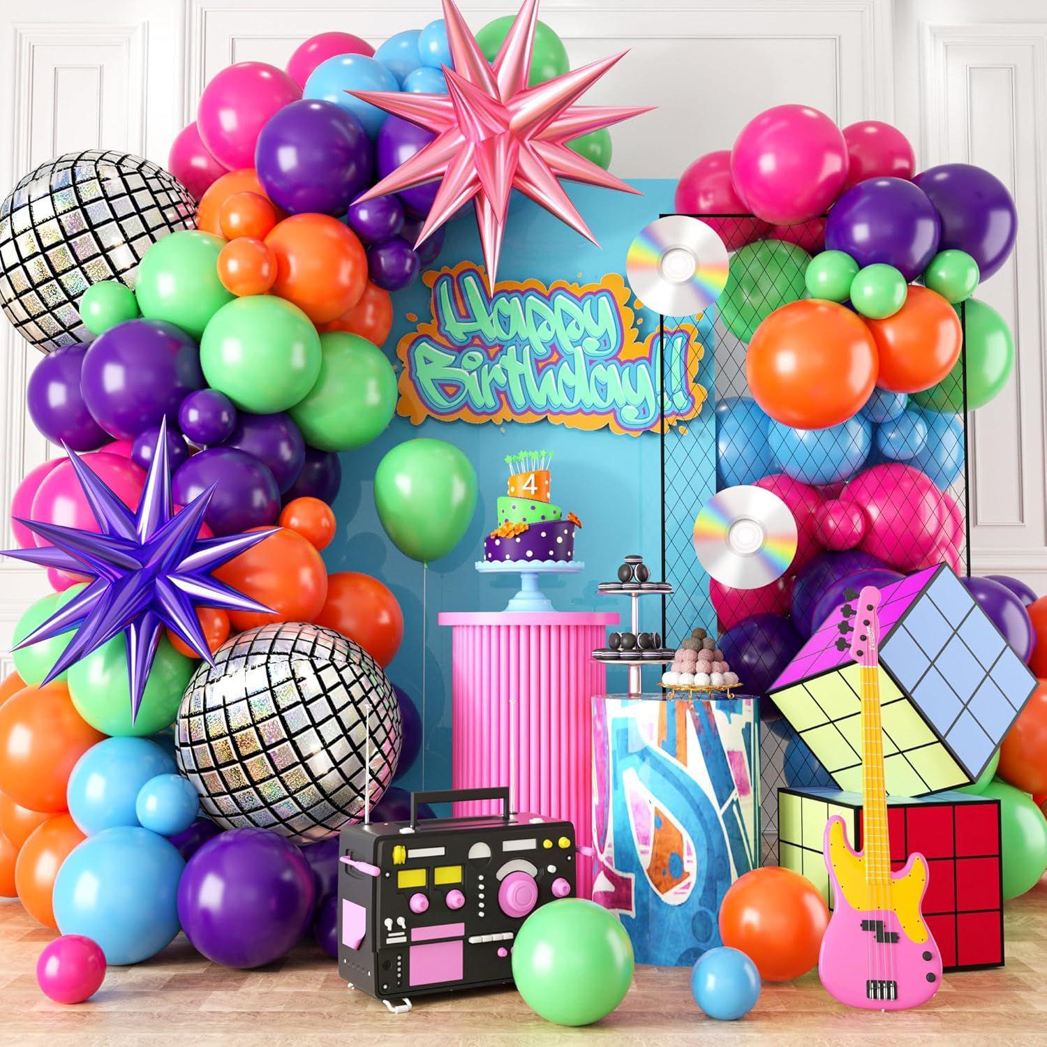 Disco 80s & 90s Themed Balloon Chain for Kids Birthday Party Decorations