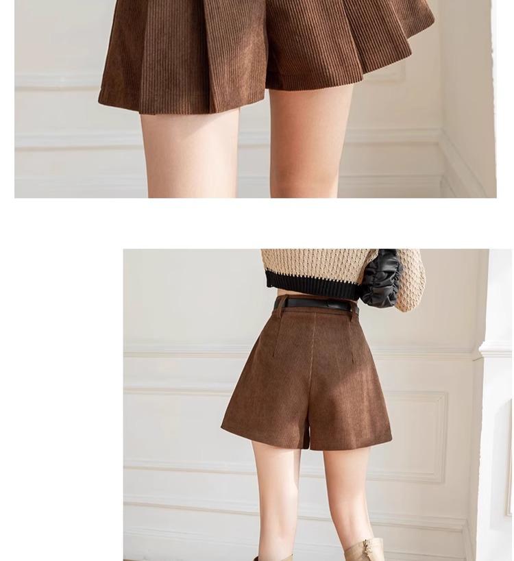 Women's High Waist Khaki Corduroy A-Line Pleated Skort for Autumn/Winter