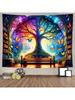 Fantasy Library Tapestry Mysterious Tree Magic Bookshelf Tapestries Classroom Flannel Witchy Fairytale Tree Butterfly Vintage