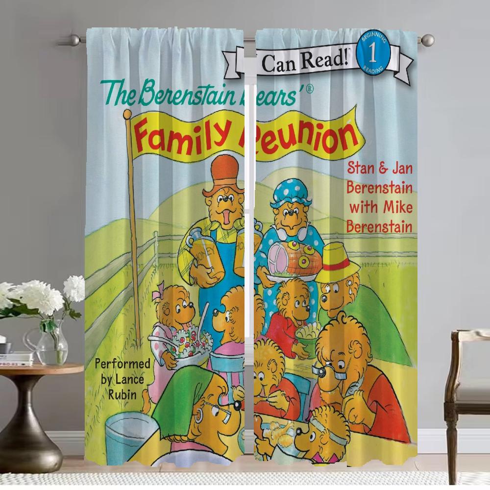 Blackout Curtains for Camera Berenstain Bears Modern Living Room Curtains 2 Pieces Window Curtain Tulle for Bedroom Shades Child