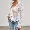 Spring and Summer Women's Sexy Slim Lace V-Neck Cardigan Long Sleeve