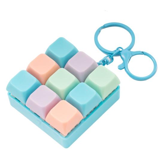 9-Keys Fidget Keyboard Keychain Stress Anxiety Relief Keyboard Clicker Keychain Portable