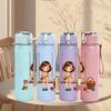1PC Little Girl Swing Cartoon Print 750ml Color Plastic Sports Water Bottle Leakproof Flip Straw Lid Suitable for Sports Office Home Use