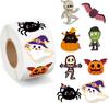500pcs Roll Stickers Funny Halloween Sticker Roll Cute Pumpkin Ghost Skull Spider Bat Label Decal Graffiti Stickers DIY Phone