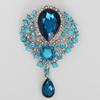 DIEZI Luxury Gold Silver Color Crystal Flower Bridal Brooches for Wedding Women Party Rhinestone Bouquet Water Drop Brooch Pins