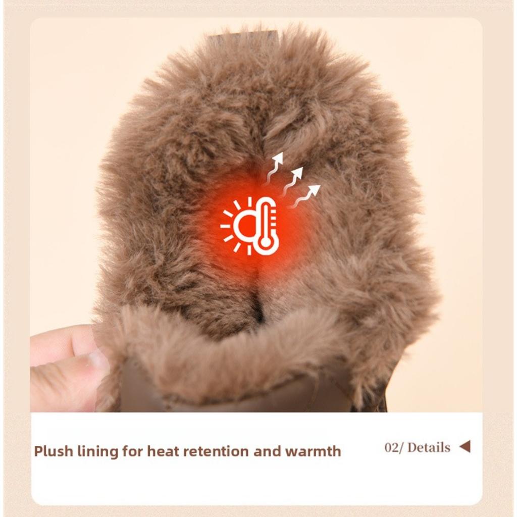 Winter Fleece Wool Fashionable Cotton Shoes, Comfortable Thick Soled Snow Boots for Women, Autumn Warm and Cold Resistant Cotton Boots