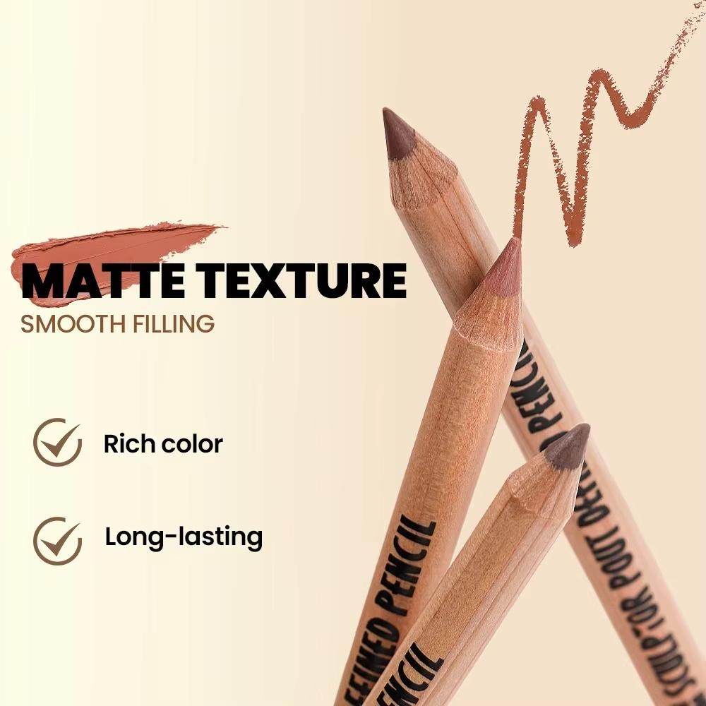 6Pcs Lipliner Pen Set Makeup Sexy Red Matte Contour Tint Lipstick Pen Waterproof Long Lasting Non-stick Cup Lip Liner Cosmetics