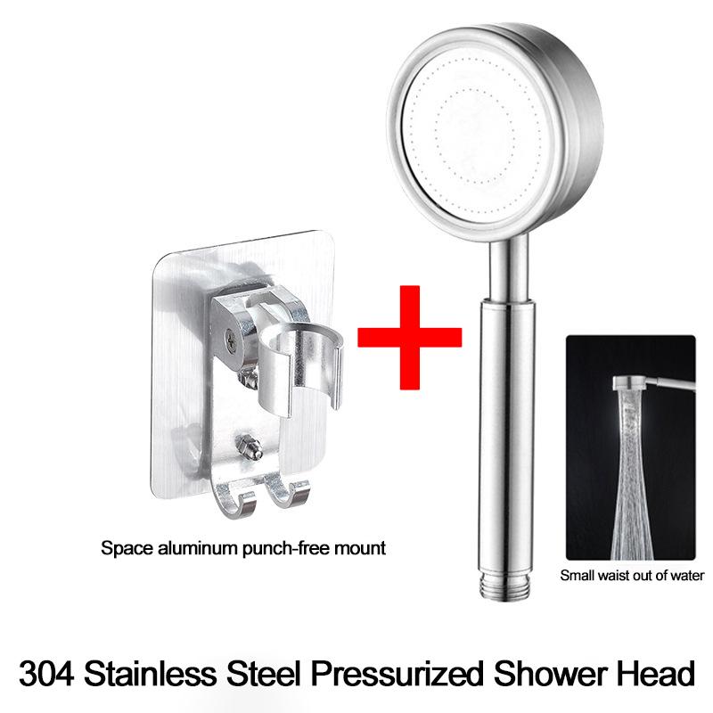 Bathroom 304 Stainless Steel Shower Head Small Waist Pressurized Handheld Nozzle Household Bathroom Shower Head Accessories