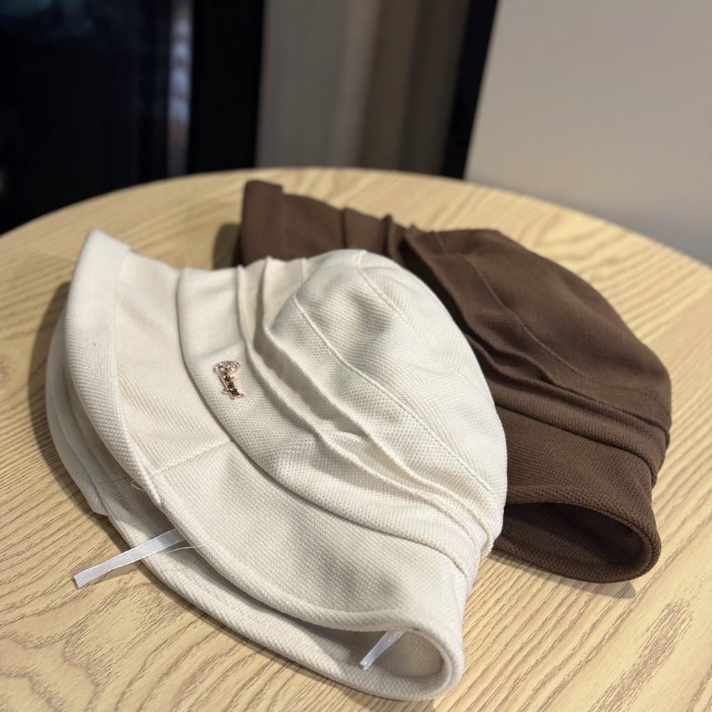 Fischerhut Damen Herbst und Winter Britischer Retro-Stil Mutterhut Modisch Große Krempe Gerollter Rand Zeigt Gesicht Kleine Beckenhut Trendy