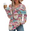 Women's Fashion Casual V-neck Pleated Christmas Long Sleeve Top