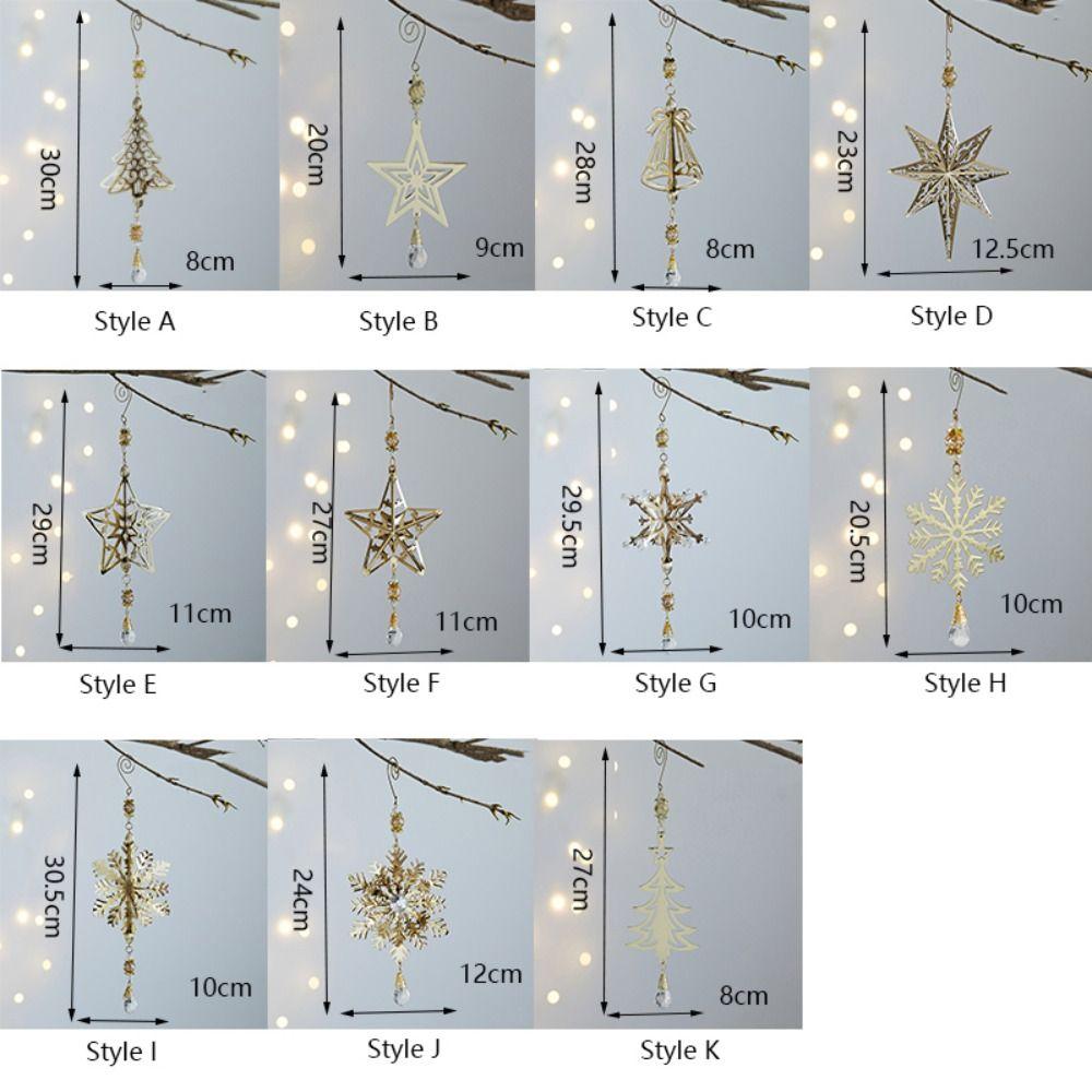 Iron 3D Christmas Snowflakes Pendant Three-dimensional Glitter Christmas Tree Hanging Ornaments Reusable Plating Gold/Silver