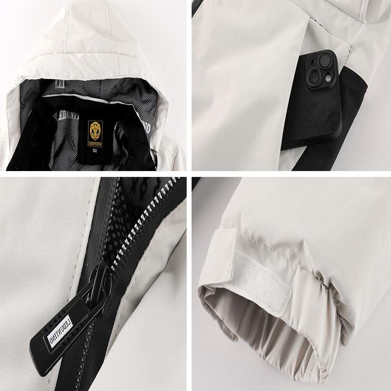 Invierno Hombres Montaña Esquí Parkas Moda Hombres Algodón Cálido Plumón Acolchado Moda Hombres Senderismo Térmico Cortavientos Chaqueta con Capucha