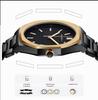 Hannah Martin Black Waterproof Watch with Japanese Miyota Movement and Polygonal Stainless Steel Bracelet.