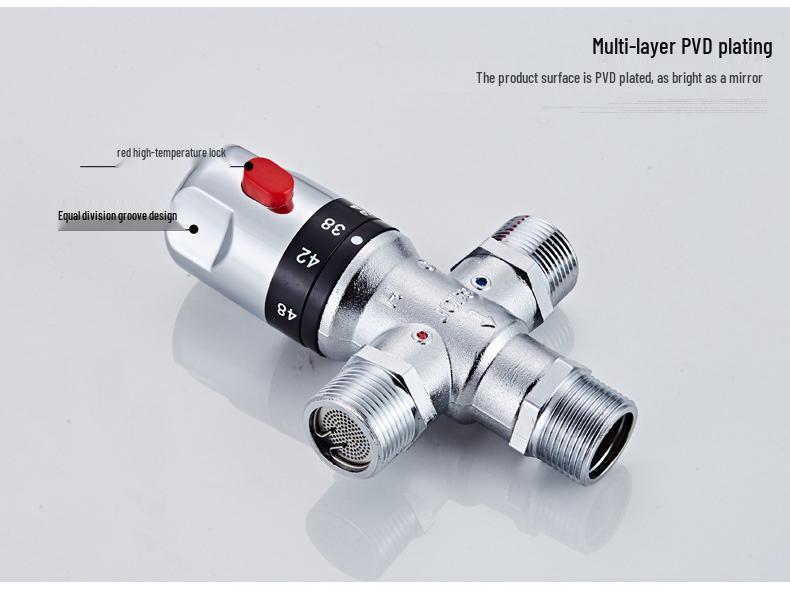 All-Copper Solar Thermostatic Mixing Valve for Shower - Three-Way Hot & Cold Water Control