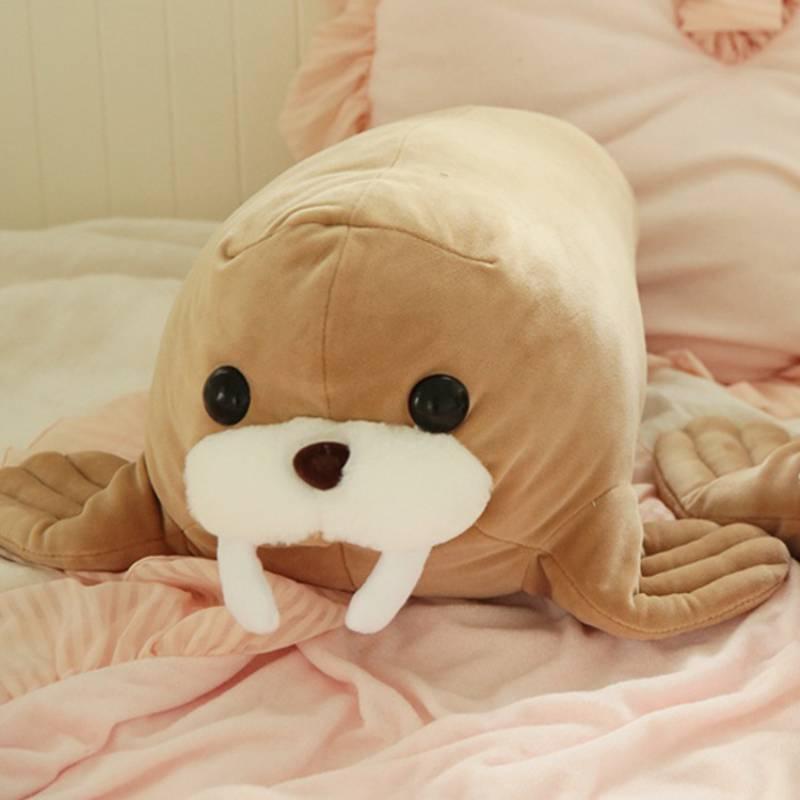 Soft Plush Stuffed Animal Walrus Pillow For Bedroom Or Office Decor