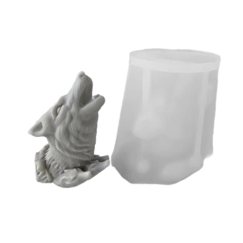 Wolf Head Silicone Candle Mold DIYs Animal 3D Plaster Resin Ornament Molds Home Decoration Crafts Gift for Enthusiasts