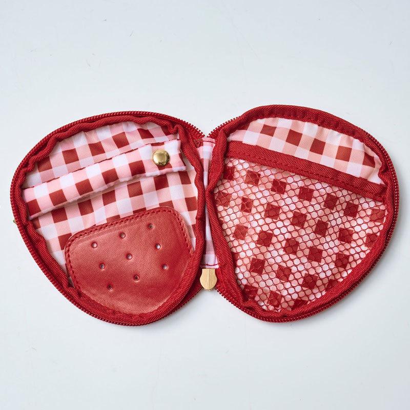 Strawberry Fruit Charm Coin Purse Cute Key Chain Mini Pouch Wallet Gift For Girl Women Cosmetic Bag Lipstick Jewelry Storage Bag