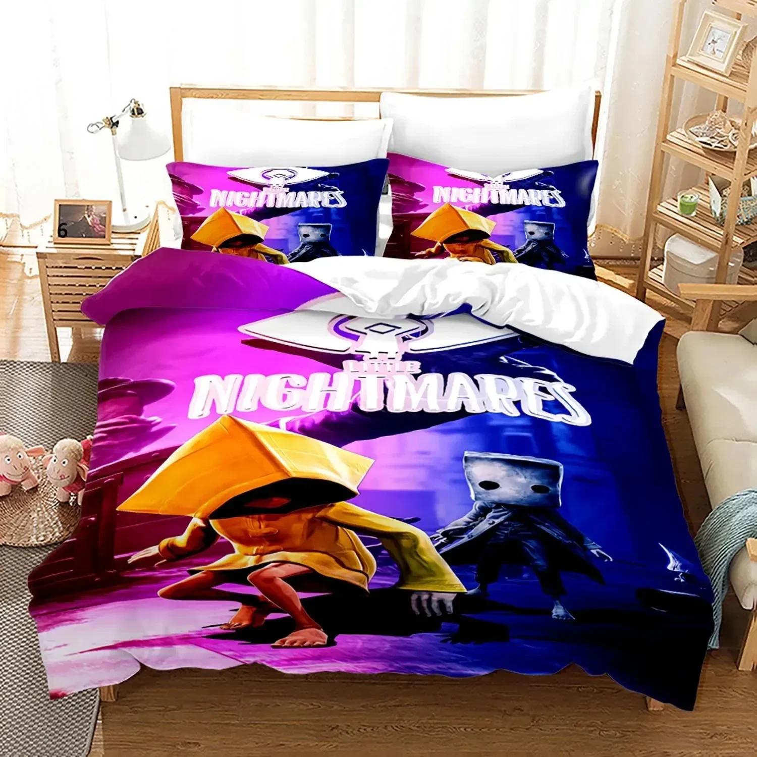 3D Game Little Nightmares Bedding Set Single Twin Full Queen King Size Little Nightmares Bed Set Adult Kid Bedroom Duvet Cover EU Single(135*200cm)3pcs
