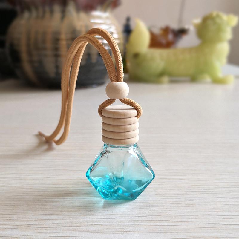 Colorful Diamond Car Perfume Pendant - Empty Glass Bottle Aroma Diffuser