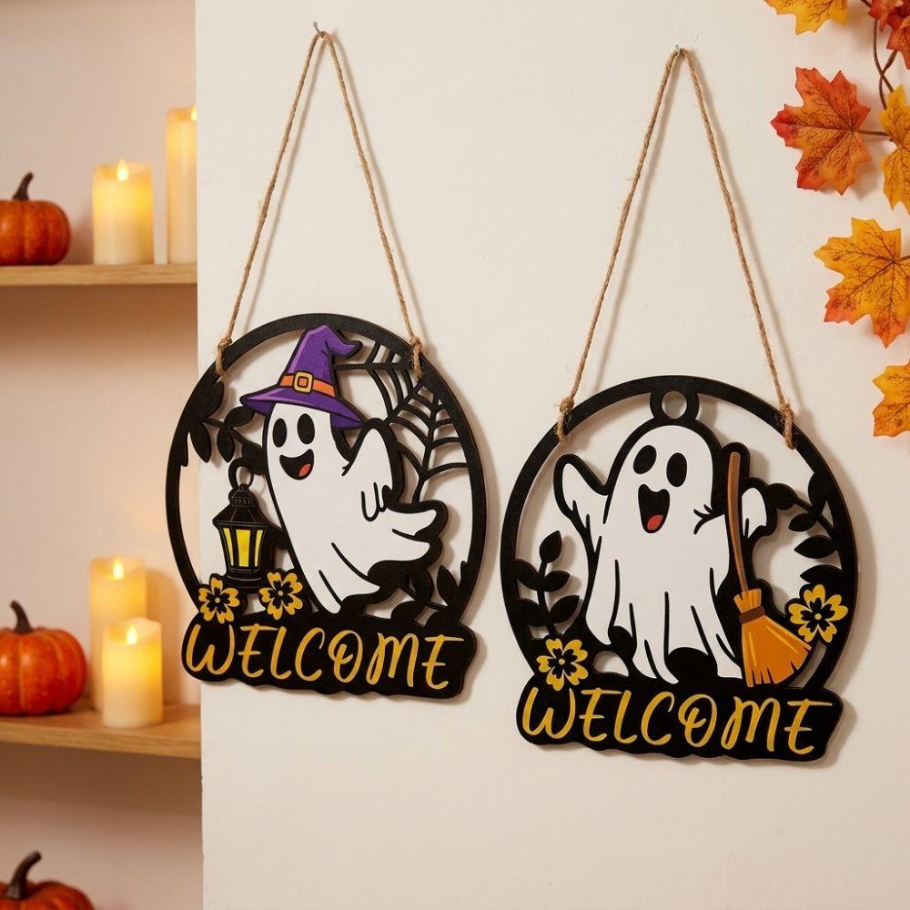 Hollow Out Halloween Ghost Door Hanger Cartoon Ghost Hanging Plaque Living Room
