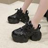 Fashion 7.5CM Women High Platform Sneakers Autumn Winter Lace-up Chunky Shoes Heels Thick Sole Casual Shoes Woman Sport Leather Sneakers
