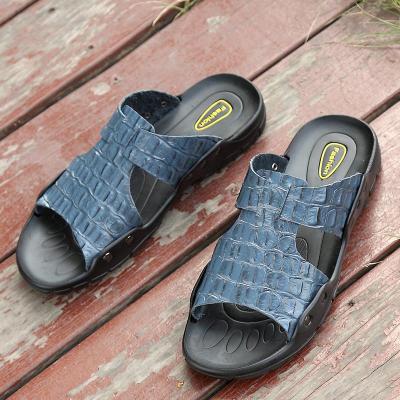 Man Alligator Pattern Simply Wear Sandals 2024 Summer Beach Sandals Leather Sandals Men Designer Shoes Breathable Casual Shoes