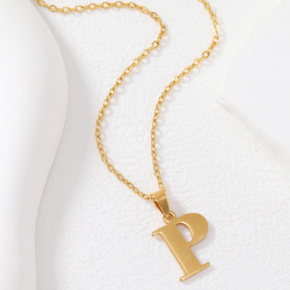 Polished Stainless Steel Alphabet Necklace - Women's Daily Wear Clavicle Chain