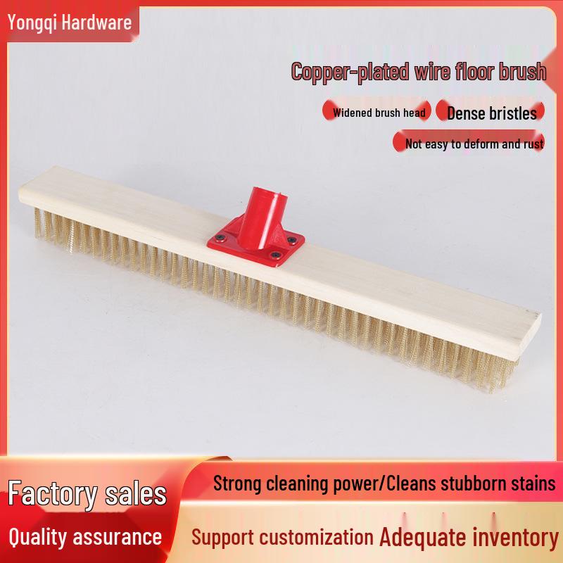 

Зелена Мохова Мідно-Покрита Дротяна Підлогова Щітка з Довгою Ручкою та Жорсткою Щетиною для Бетону та Зовнішніх Стін.