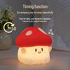 Mushroom Night Light: USB Rechargeable, Dual Brightness Silicone Tap Lamp with Timer - Cute Bedside Sleep Companion LED.