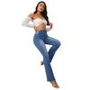 Women's 2025 European & American High-Waisted Ripped Micro-Flare Slim-Fit Jeans
