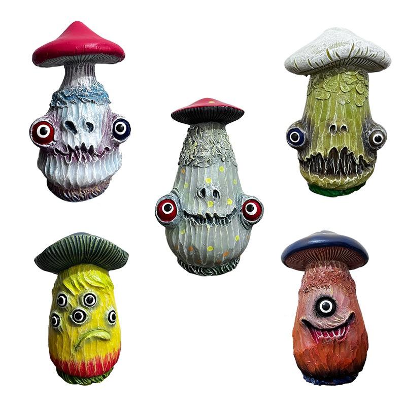 New Halloween Creative Skull Mushroom Sculpture Monster Resin Crafts Home Garden Decorations Office Desktop Decorations