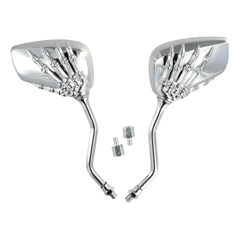 Motorcycle Skeleton Skull Hand Claw Shadow Rearview Side Mirror Fitting For 8mm 10mm Retrofitting Rearview Mirrors X5D2