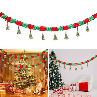 Creative 3 Meters Santa Claus Banner Cartoon Cute Christmas Tree Garland Santa Claus Happy New Year Christmas Decor
