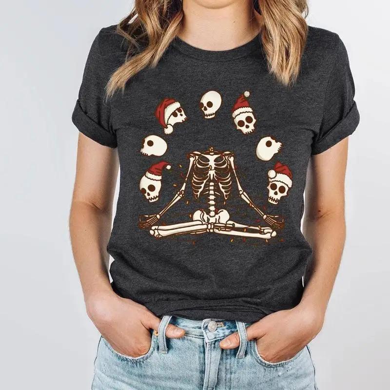 Skeleton Christmas T Shirt Funny Skull