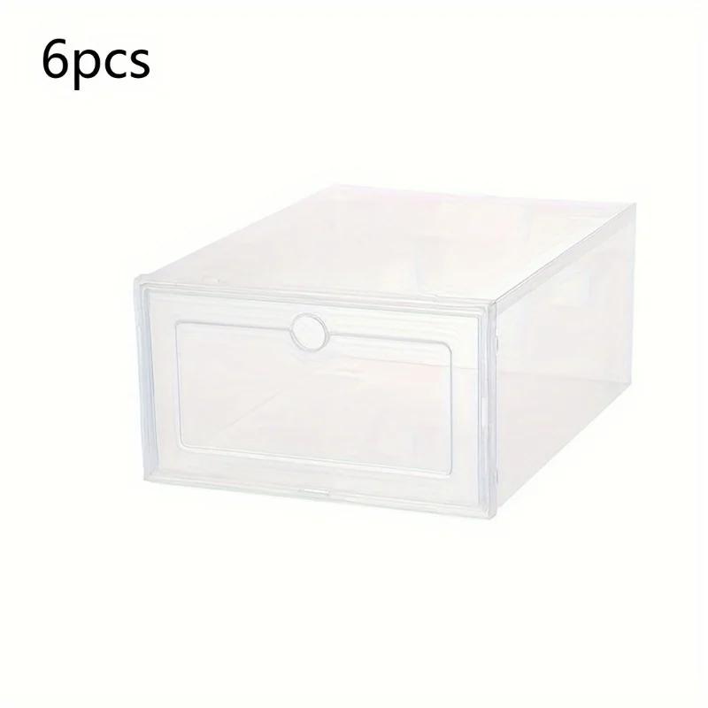 3/6pcs Plastic Shoes Case Drawer Case Thickened Transparent Shoebox Fold Shoe Organizer Plastic Shoe Boxes Stackable Box