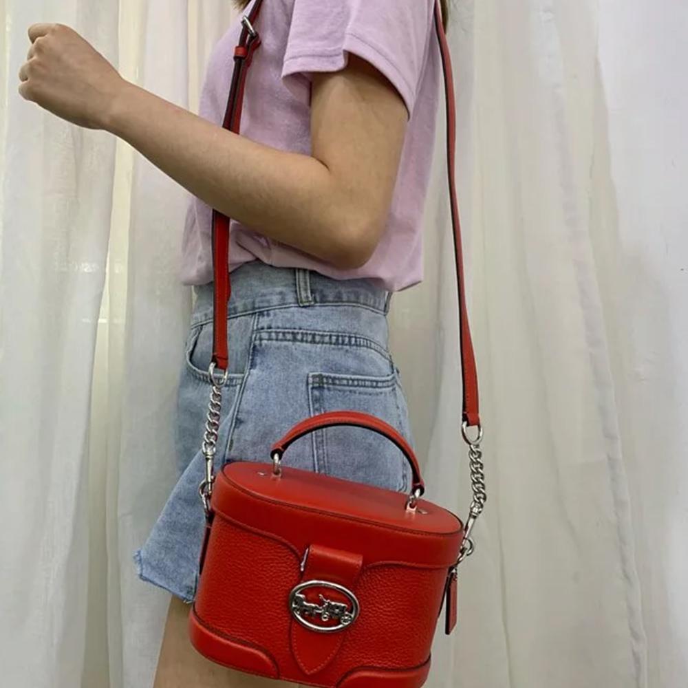 Coach Georgie 20 Vintage Style Leather Box Bag Women Handbags Red 5503-SVRCK