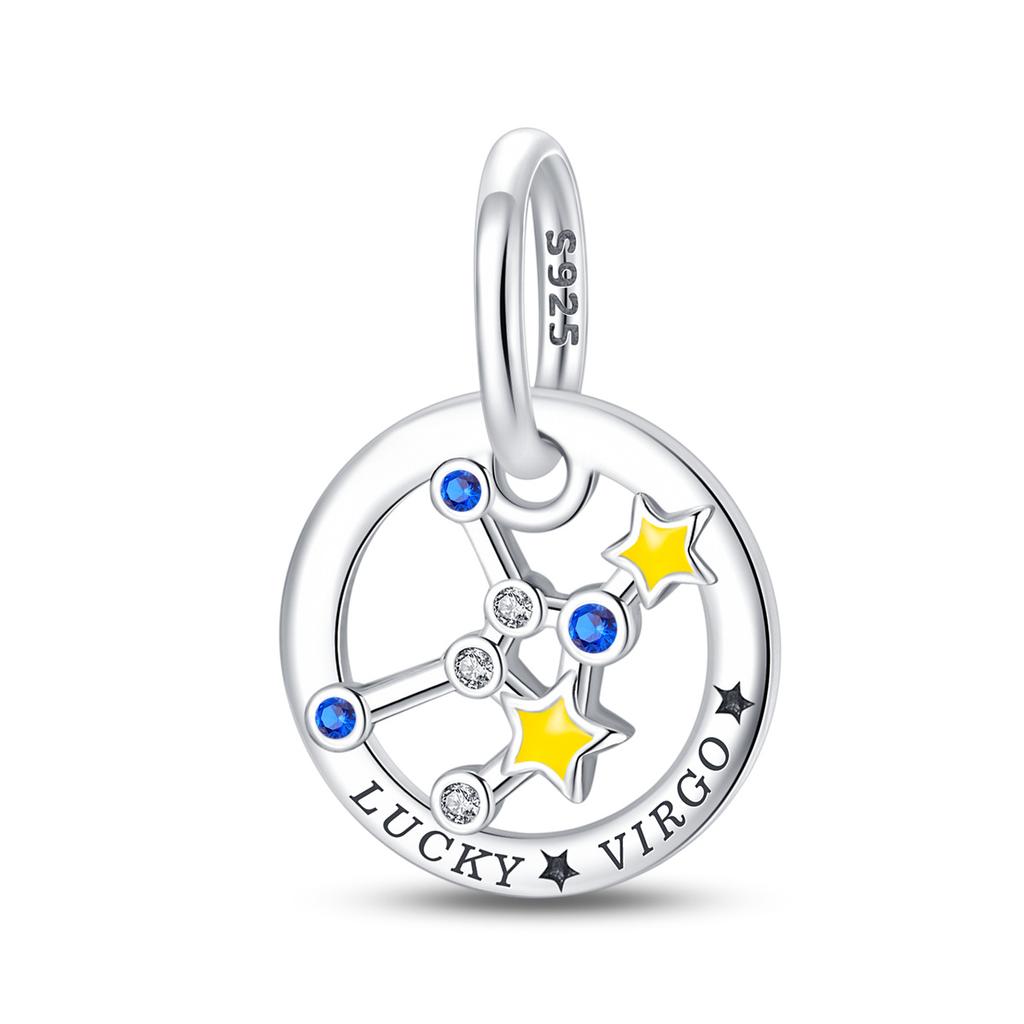 S925 Sterling Silver 12 Constellation Pendant Virgo Gemini DIY Jewelry Accessories