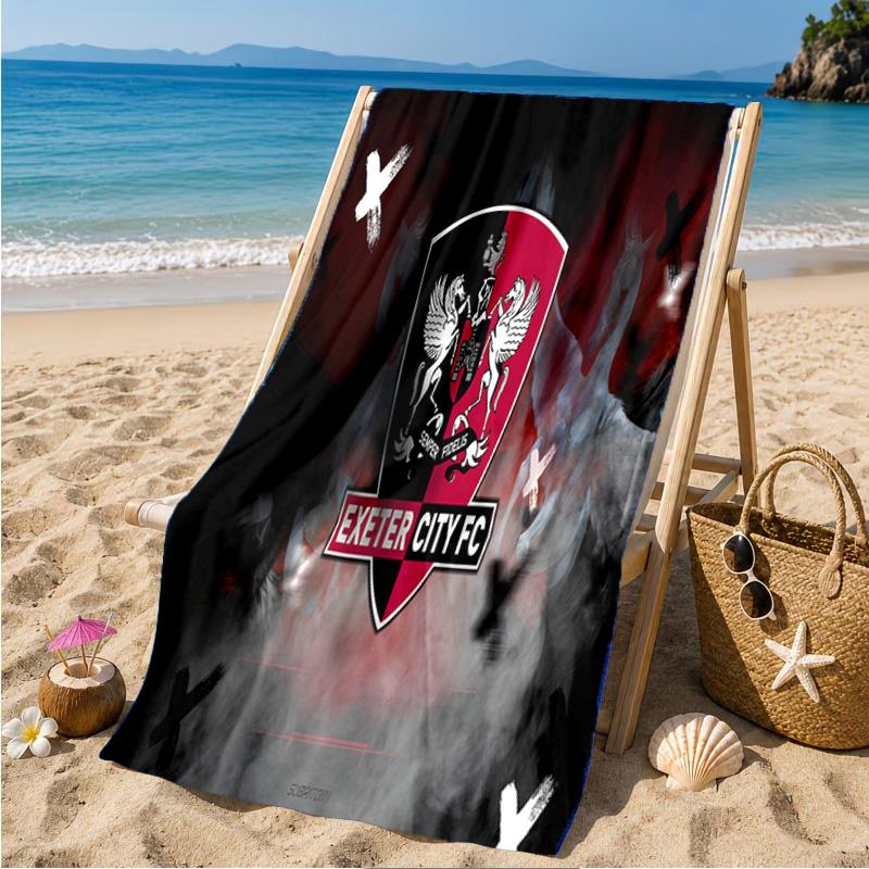 Asciugamano da Spiaggia con Stemma Exeter City Fc, Asciugamano da Spiaggia in Microfibra, Leggero e Asciugatura Rapida, per Viaggi Estivi, Fan della Piscina, Regalo di Compleanno