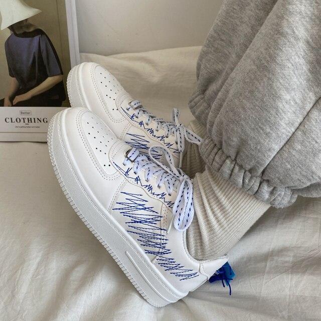 Women Casual Shoes New Spring White Sports Shoes Breathable  Lace-Up Women's Sneakers Fashion Tennis Female Student Shoes