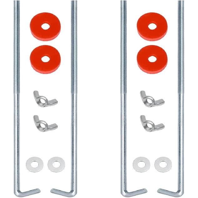 Ampper Battery Hold Down Clamp, Stainless Steel J Hook Battery Hold Down Bracket Bolts (2 Sets, Bolt Length 8 in) 8  Bolts