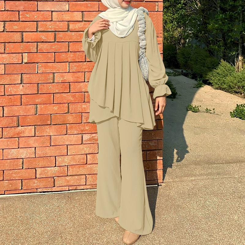 ZANZEA Women Long Sleeve Blouse and Pants Casual Two Piece Suit Sets