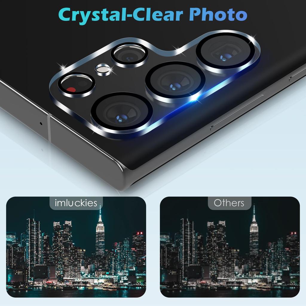 For Samsung Galaxy S24 Ultra Camera Lens Protector Black Ring Silk Printing Tempered Glass Acrylic Lens Film