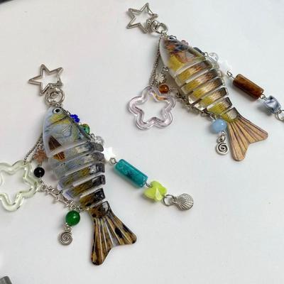 Handmade Fish Keychain Bag Charm Pendant Decoration For Fishing Enthusiasts Souvenir Gifts Jewelry Accessories
