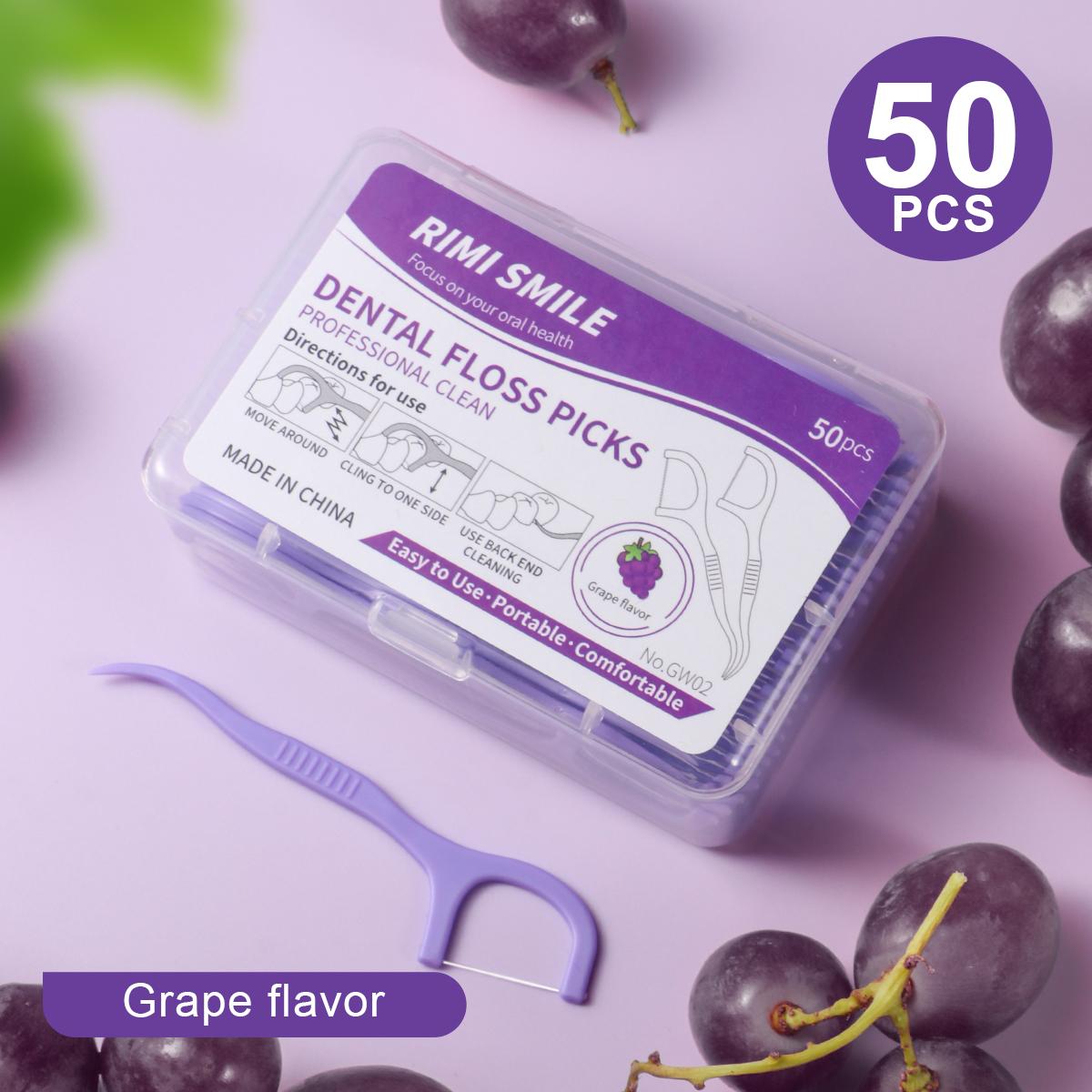 

50/150/300/600/1000PCS - Cleaning interdental tools, grape flavored dental floss sticks, essential cleaning tools after meals