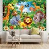 A set of cartoon animal jungle collection items, including elephants and giraffes
