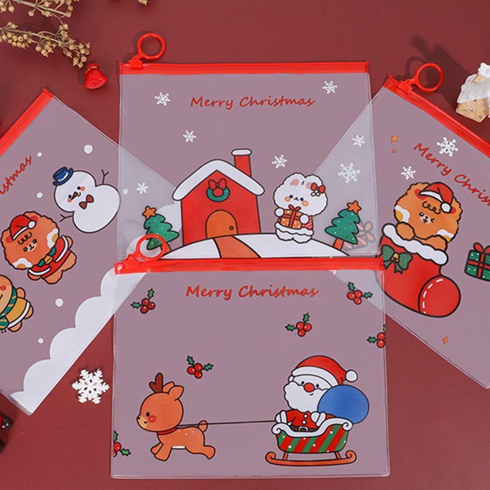 Festive Waterproof Pencil Pouch With Lovely Christmas Patterns For Student Supplies