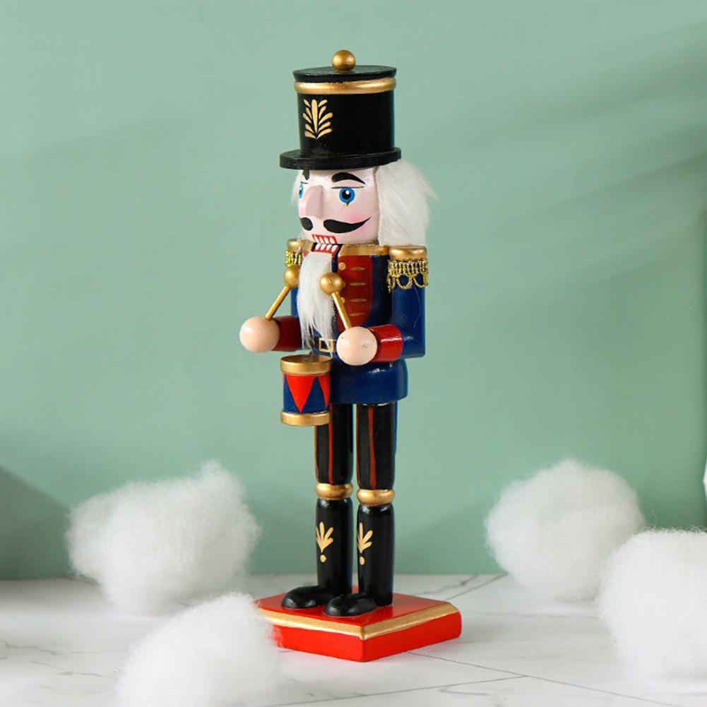 25cm Wooden Nutcracker Soldier Ornament Handmade Standing Nutcracker Ornament Christmas Nutcracker Figurine for Christmas Gift