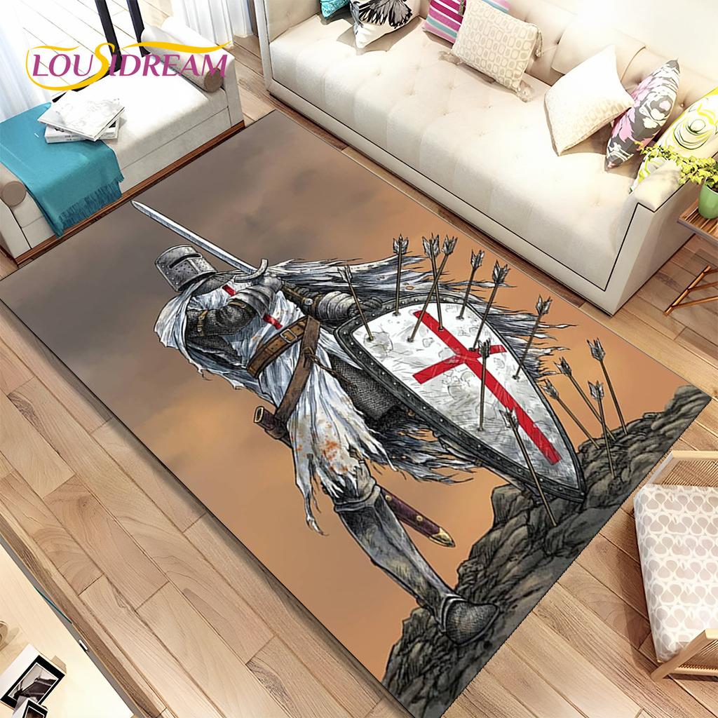 Cavalier Knight Templar Crusaders Games Area Rug,Carpet Rug for Home Living Room Bedroom Sofa Doormat Decor,Non-slip Floor Mat